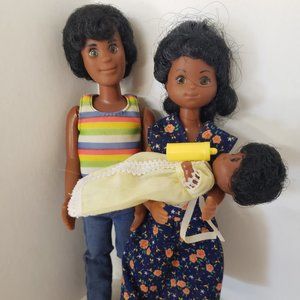 RARE TO FIND DARK SKIN BLACK DOLLS 1973 SUNSHINE FAMILY DOLLS  W/BOTTLE